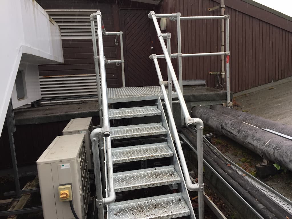 Hand railings on a fire escape