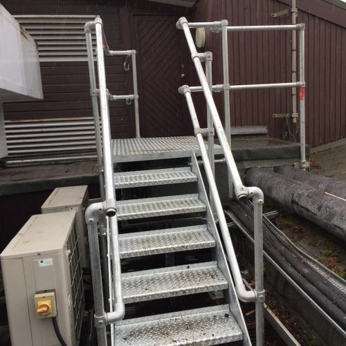 Hand railings on a fire escape